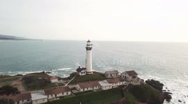 360 Degree aerial shot of Pigeon Point Lighthouse
