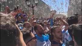 Fired-up Argentina fans jump and dance in Moscow