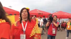 Spanish fans wave their flags in Sochi ahead of World Cup game
