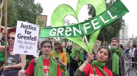 Hundreds march past Downing Street to demand justice for Grenfell victims