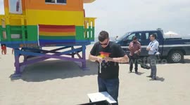 Official Dedication of the Venice Pride Flag Lifeguard Tower dedicated to Bill Rosendahl.