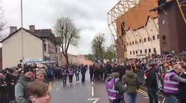 Wolves Fans Outside Molineux - SCENES! *Flares*