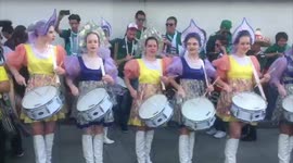 Russian girl band drums for fans ahead of Germany vs Mexico