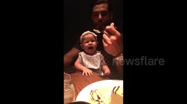 SO Cute! Baby keeps opening her mouth for cake- eventually it makes it in!