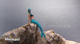 Mysterious Mermaid Shows up on Ocean Cliffs