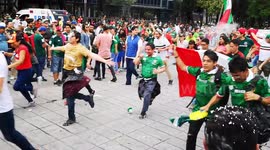 Fans celebrate in Mexico City after win against Germany