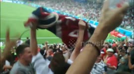 English fans go wild in Volgograd Arena after Harry Kane scores late goal