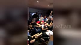 Newsflare Edit - The 40+ man pile on after he 90th minute winner up the tree???? #ENGTUN https://t.co/o3aXPj9wVr