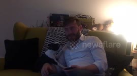 Dog showers owner with licks and kisses