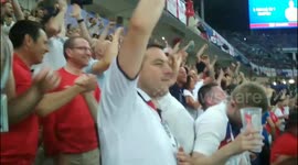 England fans celebrate in the stands after Volgograd win