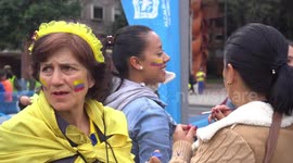 Colombia fans cheer their World Cup team from afar in Bogota