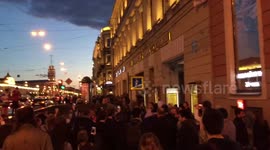 World Cup Street Celebrations, Saint Petersburg, Russia - Russia vs. Egypt (3/1), Russian Win, Nevsky prospect and Gostiny Dvor