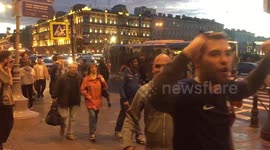 World Cup Street Celebrations, Saint Petersburg, Russia - Russia vs. Egypt (3/1), Russian Win, Nevsky prospect and Fontanka River