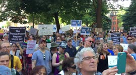 Crowds protest Mike Pence