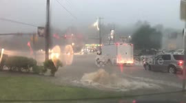 Water shoots out of manhole in Pittsburgh as flash flood warning issued