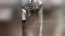 Lads bring World Cup to supermarket by doing trick shots among shoppers
