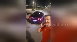 Customised Nissan GTR spits crazy exhaust flames on Qatar street