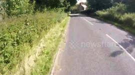 Team Sky Bus Nearly Knocks Cyclist Off The Road