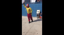 Funny man dancing in Los Angeles, California
