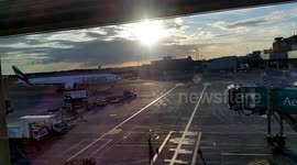 Emirates B777 coming onto stand Dublin airport