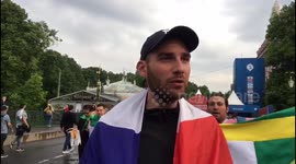 France fans celebrate victory in St. Petersburg