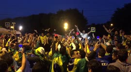 World Cup, Saint Petersburg, Russia (21/06/2018). Spanish Fans Celebrate Win at Fan Zone