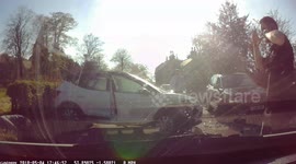 RAW FOOTAGE: 'Drunk driver' weaves all over Yorkshire country road before colliding head-on with car