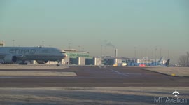 Etihad plane taking off from Manchester Airport