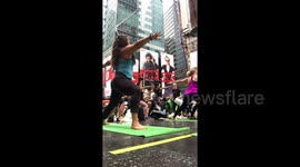 Time-lapse video captures yoga session held in Times Square
