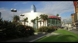 Tracking Side To Side Of Staples Center In Downtown Los Angeles