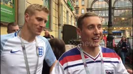 England fans in Russia react after 6-1 victory over Panama, with a very charming welcome from Russian people