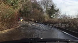 Driving through a flooded road