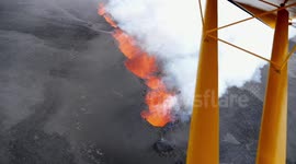 Aerial footage of Icelandic volcano eruption