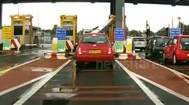 Van carrying pipes hits Liverpool toll gate