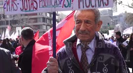 Workers march for labour reforms in Santiago, Chile