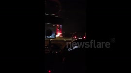 Lightning strikes bridge in Istanbul