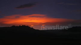 Northern lights over Iceland's Bardarbunga volcano