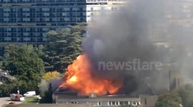 Church on fire in Geneva, Switzerland