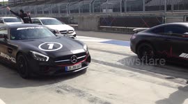 Pit stop of Hungaroring Mercedes safety car and A45 amg