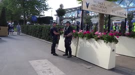 Armed police and security at the entrance to Royal Ascot grounds