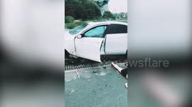 Mercedes-Benz flies into sky and throws driver out after crash