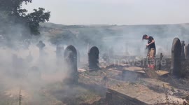 Firefighters tackle blaze at graveyard in Saddleworth