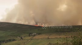 Huge wall of flames from moors fire