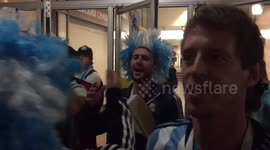 Argentinians Celebrate 2/1 Victory Over Nigeria at Saint Petersburg’s Gostiny Dvor Metro, World Cup 2018 - Russia