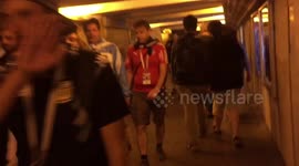 Argentina fans celebrate in St. Petersburg underpass