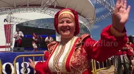 Russians dance in traditional dress in Saransk