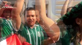 Mexican and Swedish fans party in Yekaterinburg streets before game