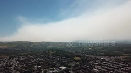 Aerial drone footage shows cloud of smoke fill skies over Saddleworth