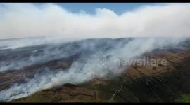 Drone footage captures scale of Saddleworth Moor fire in UK