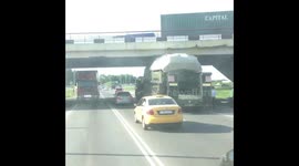 Tank gets stuck under bridge in Kaliningrad